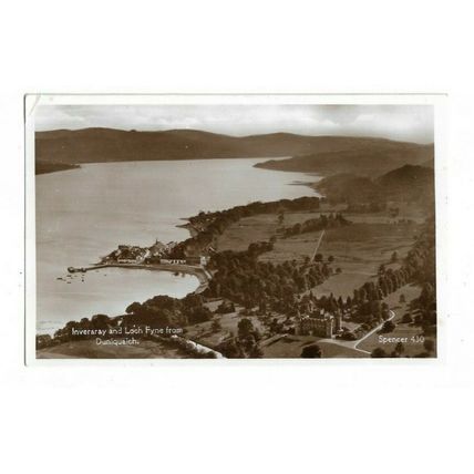 Inveraray And Loch Fyne From Duniquaich, Bute, Scotland, RP Postcard.