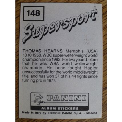 Thomas Hearns - Panini Supersport Sticker (1987) - #148