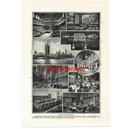 Houses Of Parliament, London, England, 9 Views, Book Illustration (Print), c1907