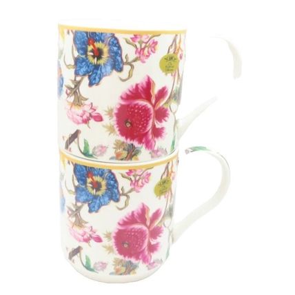 Anthina Mugs Set of Two Fine China Mugs Stackable 9 CM Microwave/Dishwasher Safe