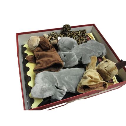 Family Puppet Theater Hand Puppets Zoo Animals with Carboard Theater Stage