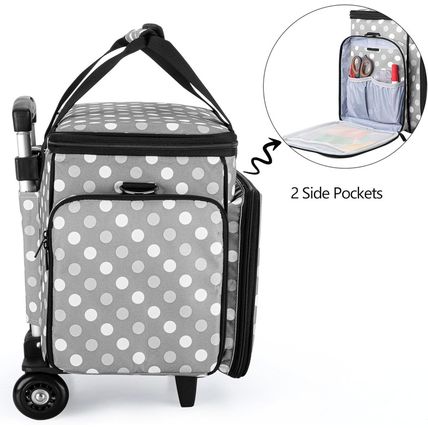 LUXJA Sewing Machine Case with Detachable Dolly, Rolling Sewing Machine Tote wit