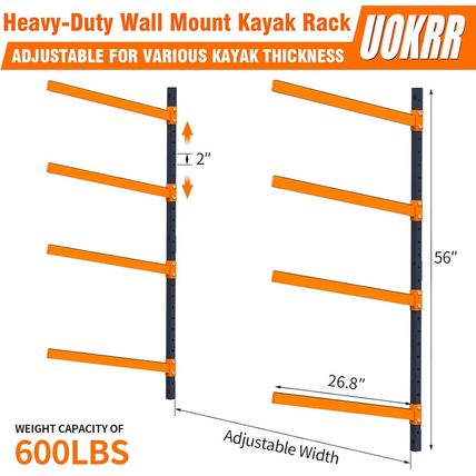 Kayak Storage Rack, Wall Mount Kayak Racks for Indoor Outdoor Storage, Heavy Dut