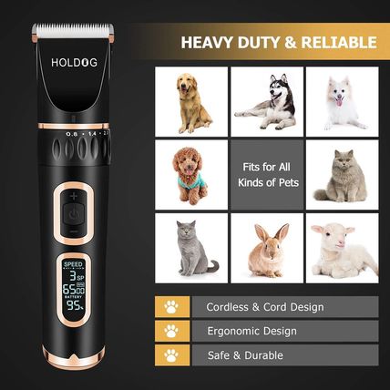 Dog Clippers Professional Heavy Duty Grooming Clipper 3-Speed Low Noise High Pow