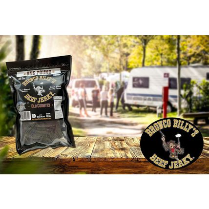 Bronco Billy'S Beef Jerky Hickory Smoked Old Country One Pound Resealable Bag