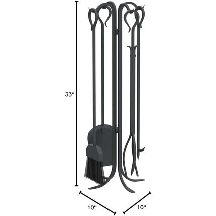 Pilgrim 18002 5 Piece Forged Hearth Tool Set - 33" Tall Black