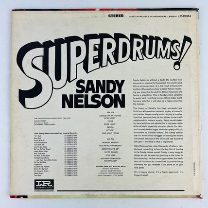 Sandy Nelson – Superdrums! Vinyl LP Record Album LP-12314