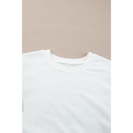 White French Terry Color Block Long Sleeve Top
