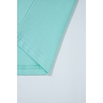 Mint Green Frilled Trim Crew Neck Loose Fit Mini Dress