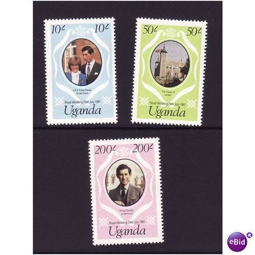 UGANDA 1981 ROYAL WEDDING SG 345/347 SET 3 VALS U/M MINT