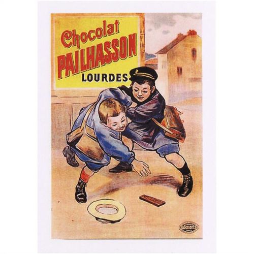 Postcard Poster Art Chocolat Pailhasson Lourdes Chocolate Bar School Boys