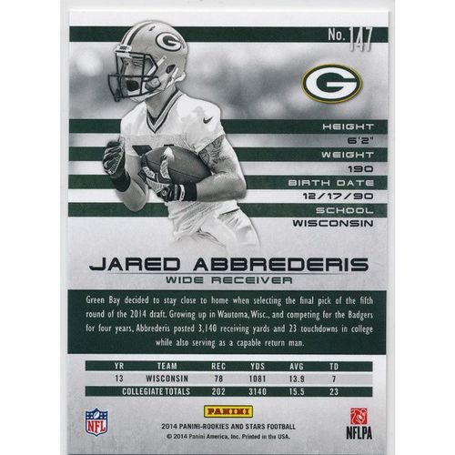 2014 Panini Rookies & Stars #147 Jared Abbrederis RC Green Bay Packers
