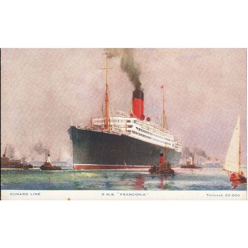 Vintage Cunard Line Agency PC - Cunard Line R.M.S. "Franconia" - Tonnage 20,000