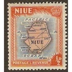 Niue KGVI 1950 ½d Orange & Blue Mounted Mint MM SG 113 postage stamp map