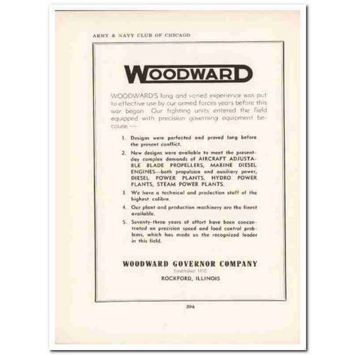 woodward governor company 1943 fighting units ww2 wartime vintage ad