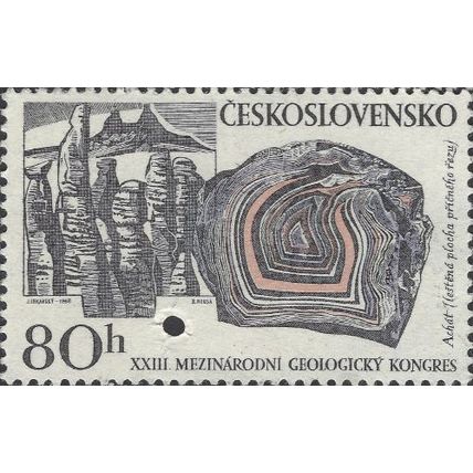 CZECHOSLOVAKIA, MINERAL, Geode Agate, grey 1968, 80h