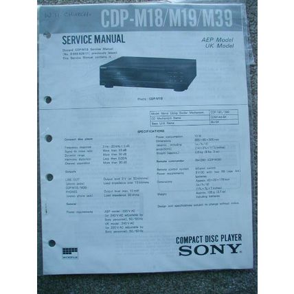 SONY CDP-M18 / M19 / M39 Original Service Manual