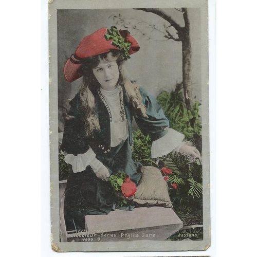actress postcard ettlingers photocolour phyllis dare posted 1906