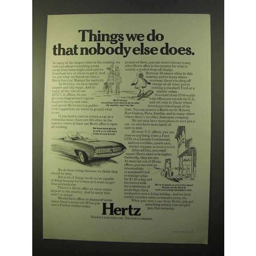 1970 Hertz Rent-a-Car Ad - Nobody Else Does