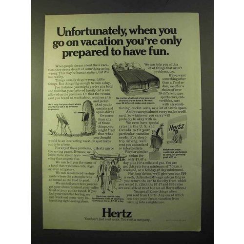 1970 Hertz Rent-a-Car Ad - Only Prepared to Have Fun