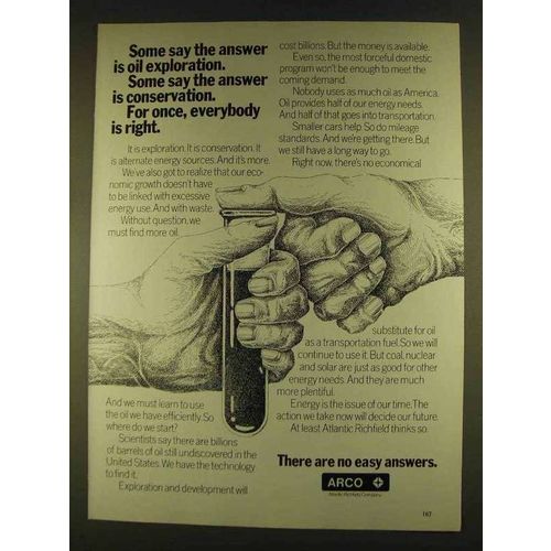 1980 ARCO Oil Ad - Some Say Answer is Oil Exploration