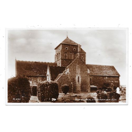 SUPERB REAL PHOTOGRAPHIC POSTCARD OF OLD CHURCH SHOREHAM-BY-SEA SUSSEX (1890)