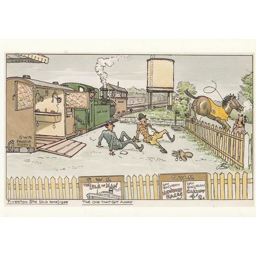 The One That Got Away Tiverton Station Old Road 1935 Comic Postcard COM1252