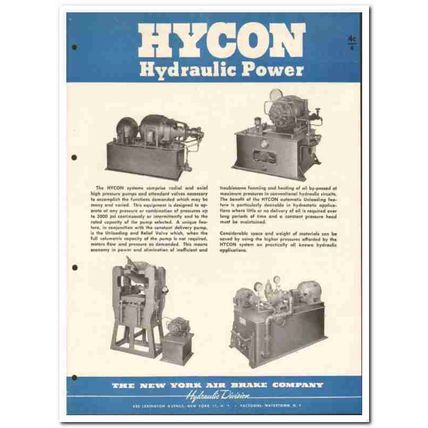 New York Air Brake Company 1946 vintage industrial catalog hydraulic