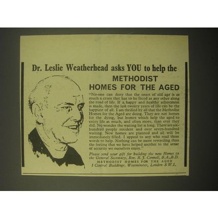 1965 Methodist Homes for the Aged Ad - Dr. Leslie Weatherhead asks you to help