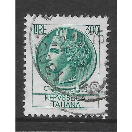 ITALY 1968 COIN OF SYRACUSE 300L GREEN SG 1219 FINE USED#