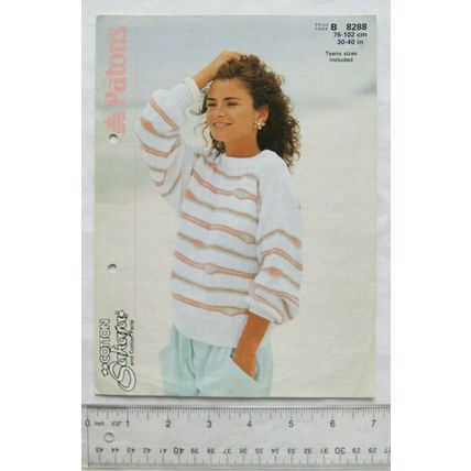1986 Patons 8288 colour-stripe sweater, Cotton Sahara & Perle
