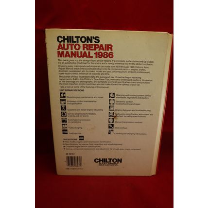 Chilton’s Auto Repair Manual 1986 Domestic/Canadian Car 1979-1986 Repair Manual