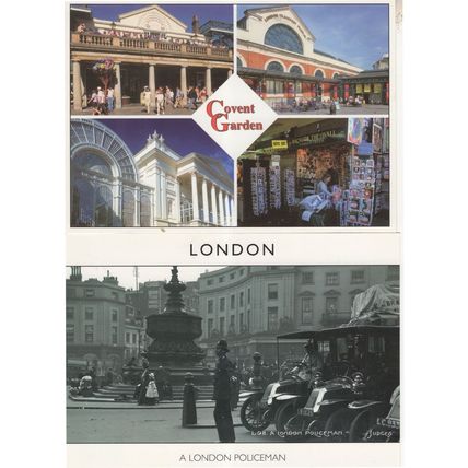 Policeman Covent Garden London & Face Shop 2x Postcard s