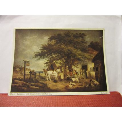 THE DOOR OF THE INN by George Morland unused postcard art =
