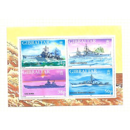 Gibraltar.Second World War Warships (5th series) Mini Sheet 809.Mntd Mint.Nov23