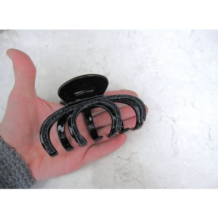 Large octopus hair claw clip with dark blue crystals for thick hair