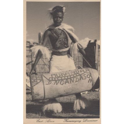 East African Types Karamanjong Drummer Antique Postcard