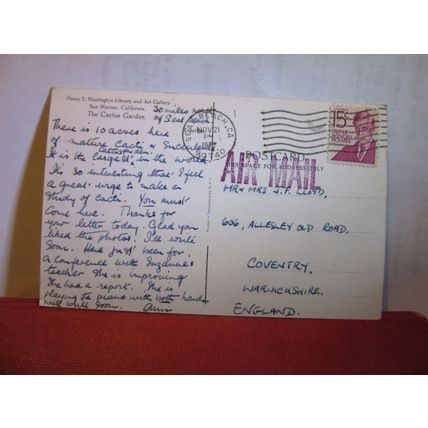 THE CACTUS GARDEN, SAN MARINO, CALIFORNIA, USA used vintage postcard 1972 pm =