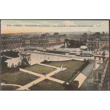 Les Nouveaux Jardins de Carrousel, Louvre, Paris, c.1910 - Malcuit CPA CM200