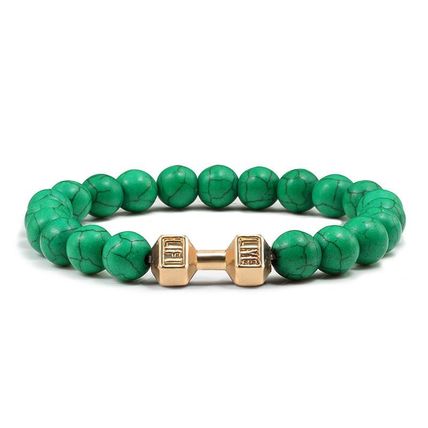 Turquoise Energy Barbell Bracelet – Unisex Gun Black Electroplated Alloy