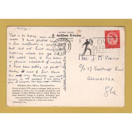 Arlington Row, Bibury, Gloucestershire - Postally Used - Bristol October 1958