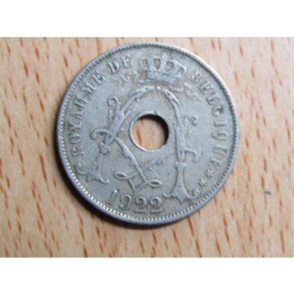 Belgium 1922 25 Centime Belgique (French Text) Coin