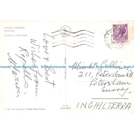 D026165 Riviera Azzurra. Rapallo. Castello e Hotel Italia. Chiavari. 1970