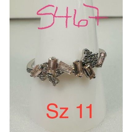 Ring Bomb Party Sz11 RBP Brilliant Peach Gem Clusters Rhodium Pl