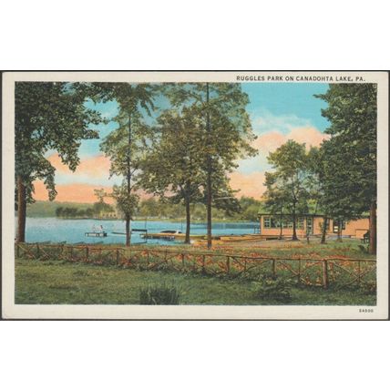 Ruggles Park on Canadohta Lake, Pennsylvania, 1941 - Curt Teich Postcard