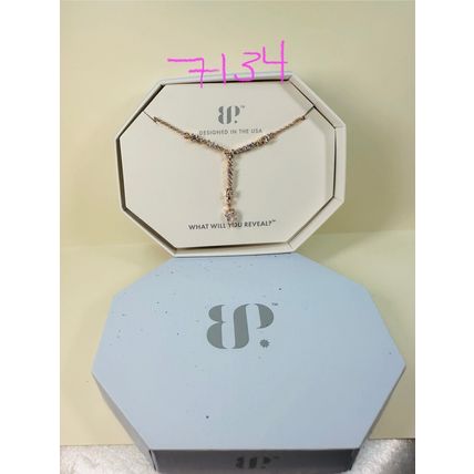 NIB Bomb Party Necklace 18" RBP4959 Eva Bar Necklace Diamond CZ Rose Gold Pl