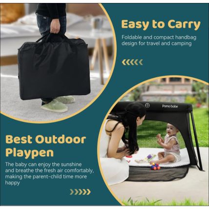 Pamo Babe Mini Travel Crib – Lightweight Baby Playard with Zip Door
