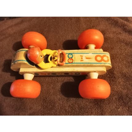 Old Vintage Original Fisher Price Bouncy Racer # 8 9 3/4" Long Working 1960