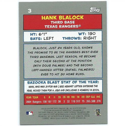 2005 Bazooka - #3 - Hank Blalock