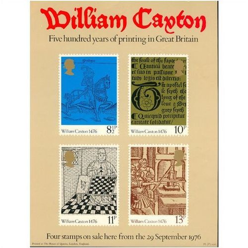 Post Office Special Stamps A4 Poster - William Caxton 1976
